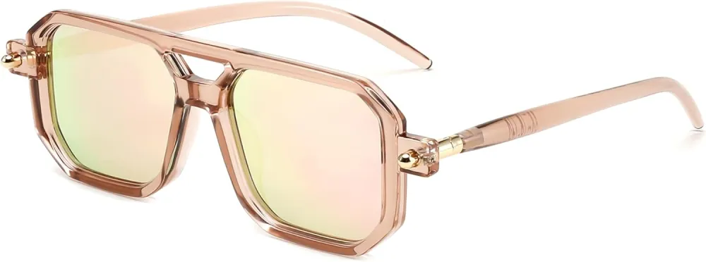 FEISEDY Vintage Square 70s Flat Aviator Sunglasses Women Men Classic Retro Stylish Frame UV400 Sunglasses B2622