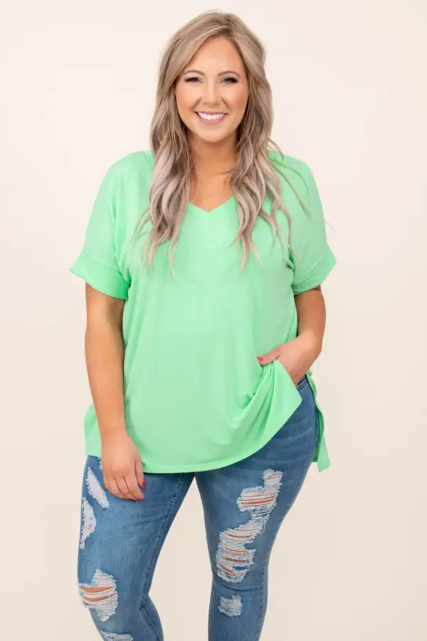 Comfy Travels Top, Green Mint