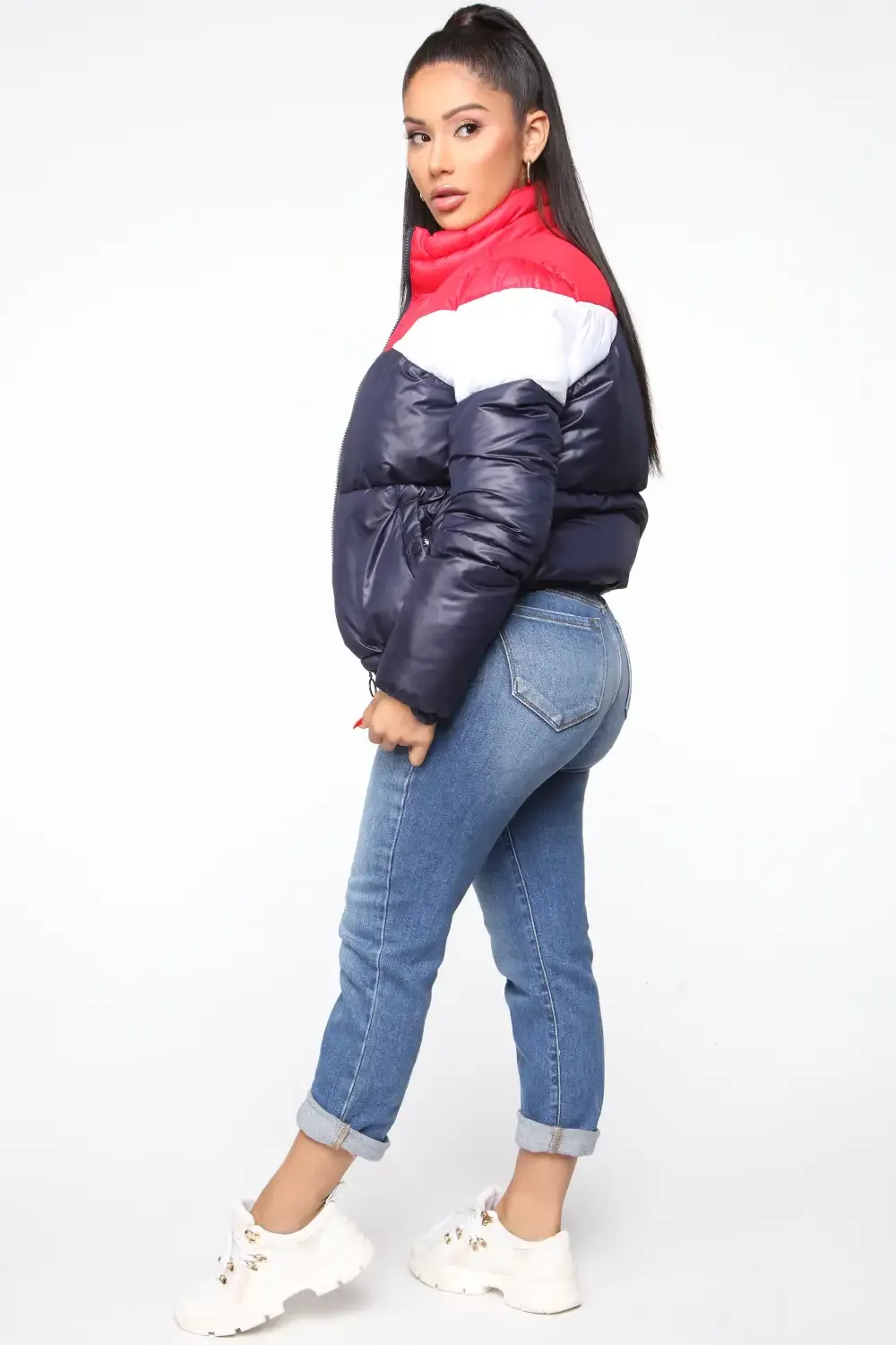 Rain Won't Stop Me Puffer Jacket - Navy/combo