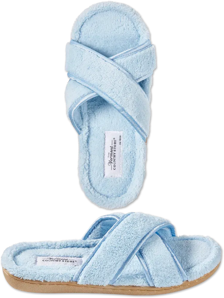 Women's Cross-Strap Terry Slide Slippers