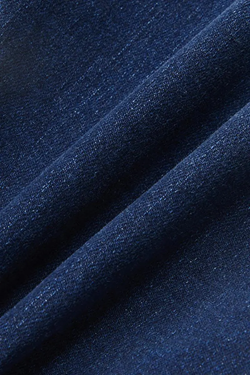 Button Fly High Rise Wash High Stretch Capri Jeans