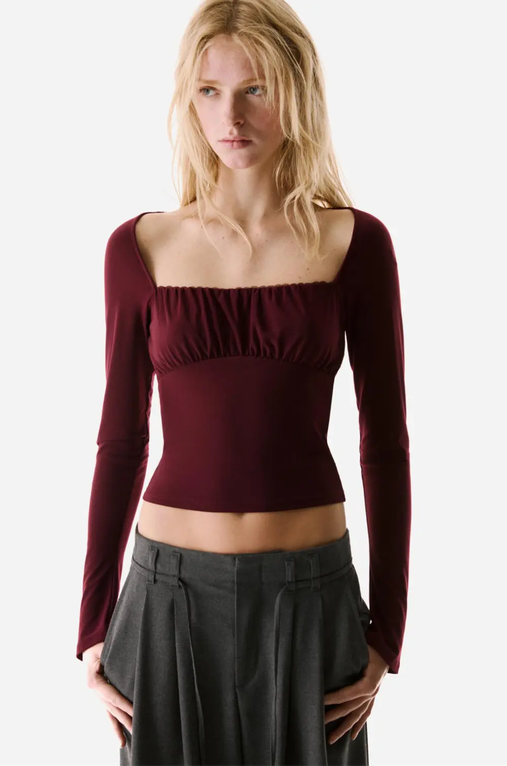 Long sleeve balconette top