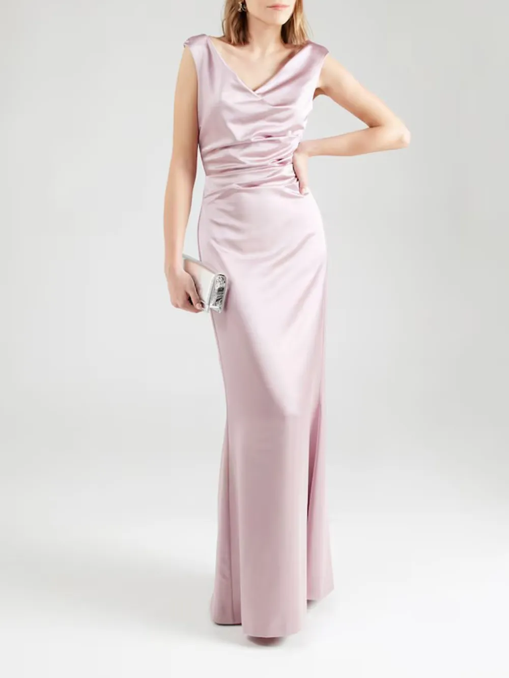 Plain Colored V-neck Casual Style Dress