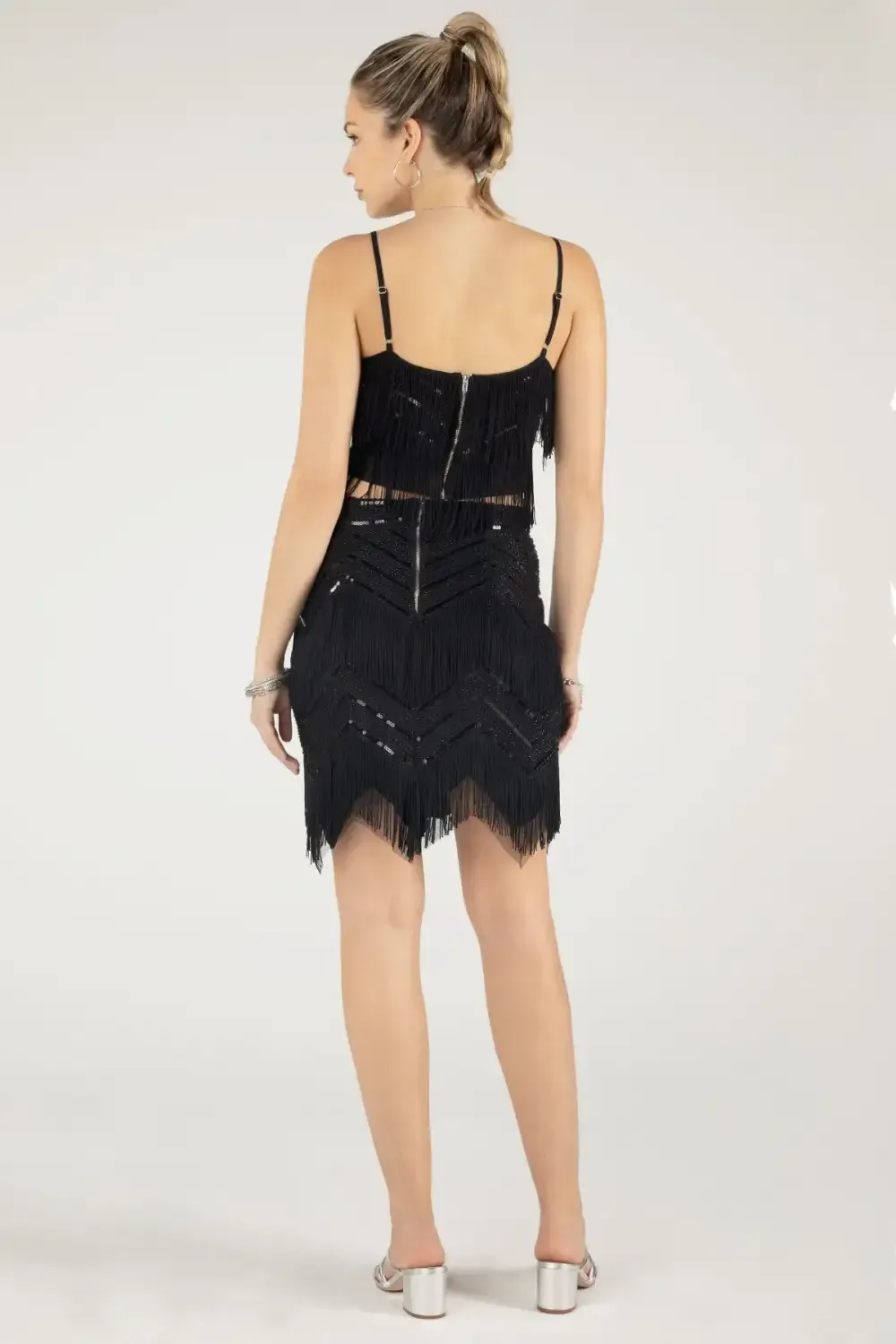 Embellished Fringe Mini Skirt