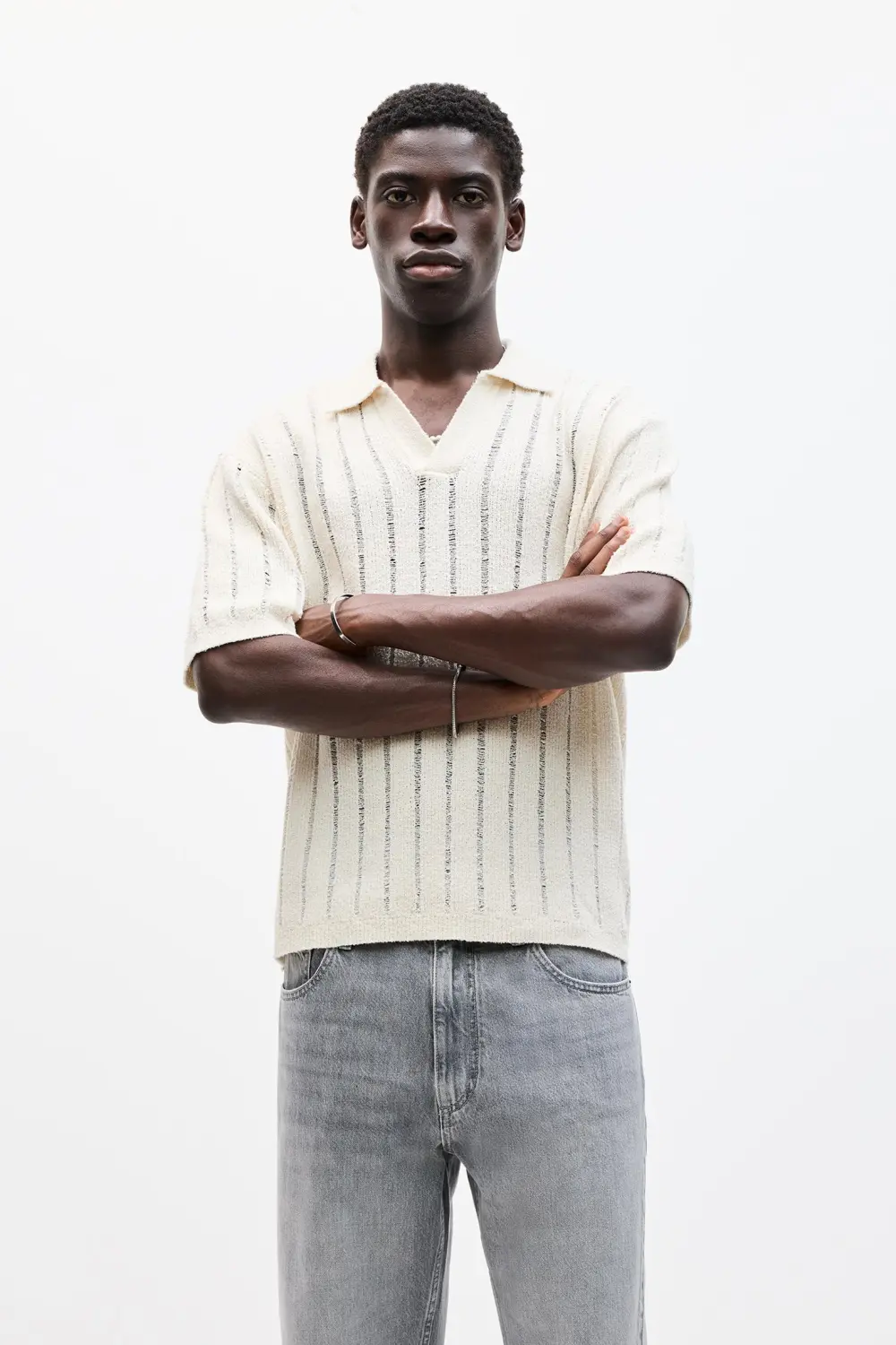Short sleeve knit polo shirt