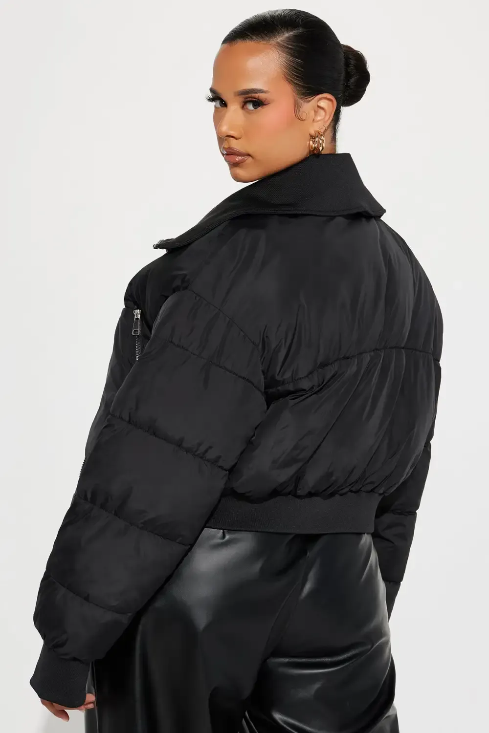 One Wish Only Puffer Jacket - Black