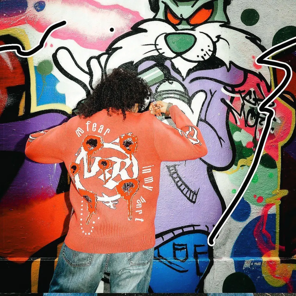Couple Two Piece Orange and Yellow Sweater Renaissance Street Wear Fashion Printing Seasonal Trend Special Design