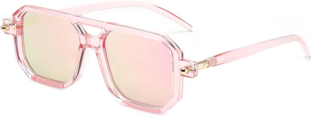 FEISEDY Vintage Square 70s Flat Aviator Sunglasses Women Men Classic Retro Stylish Frame UV400 Sunglasses B2622