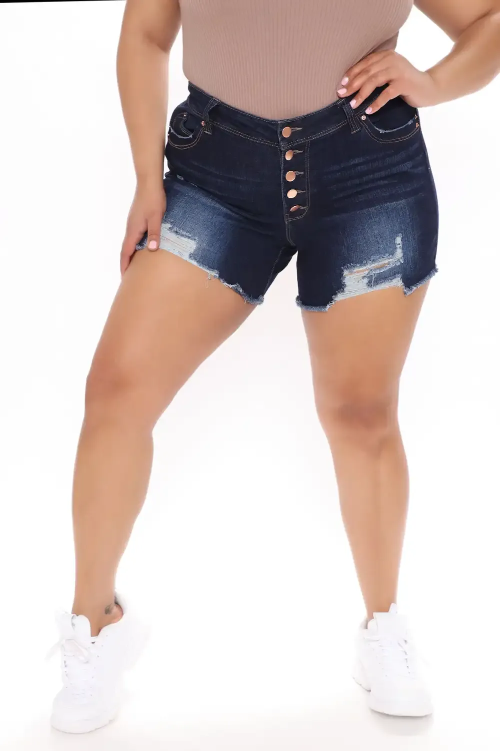 No Excuses Booty Lifting Denim Shorts - Dark Wash