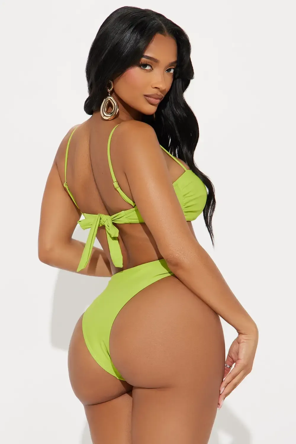 Ophelia Swirl Hardware Bralette 2 Piece Bikini - Lime