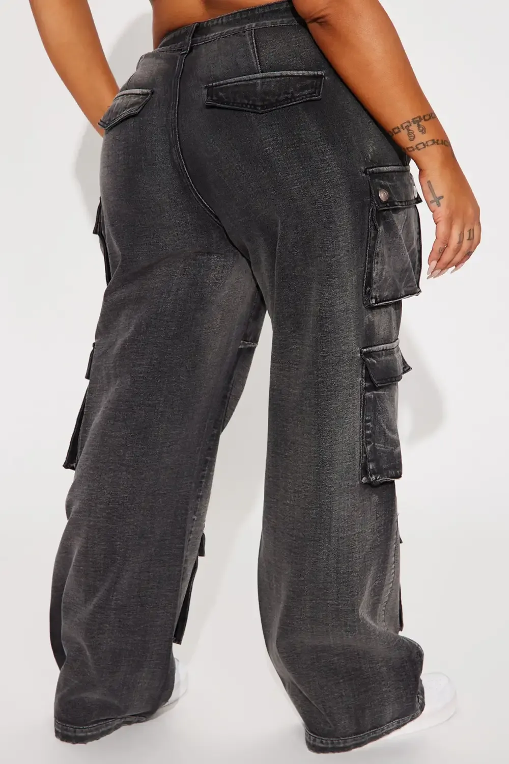 Settle Down Non Stretch Cargo Jeans - Black