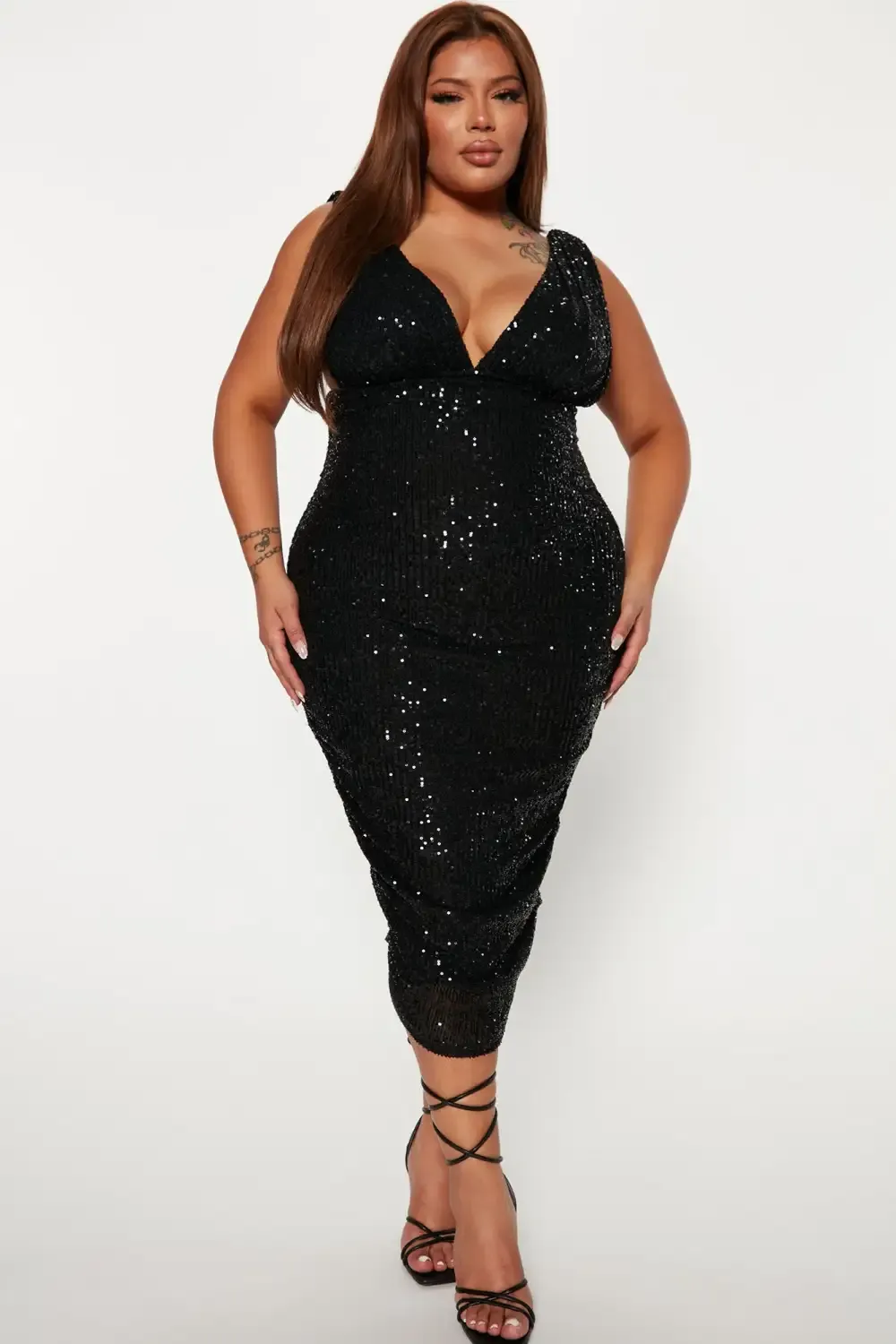 Every Woman Sequin Midi Dress - Black