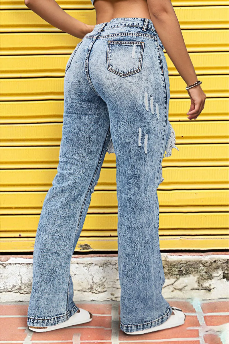 90s Vintage Cut Out High Waist Straight Leg Baggy Jeans