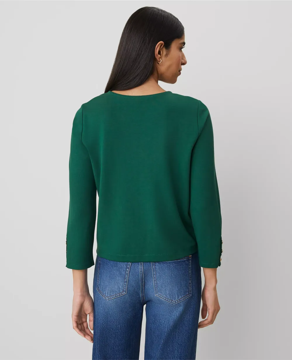 Ponte Button Cuff Top