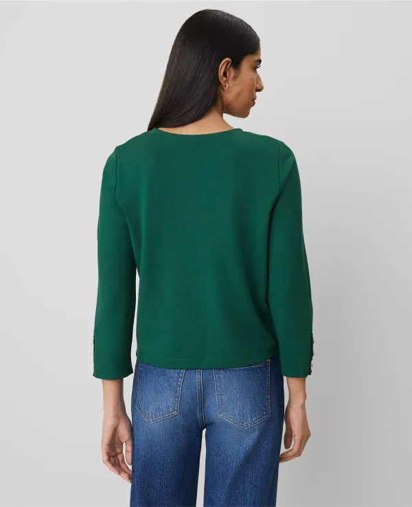 Ponte Button Cuff Top