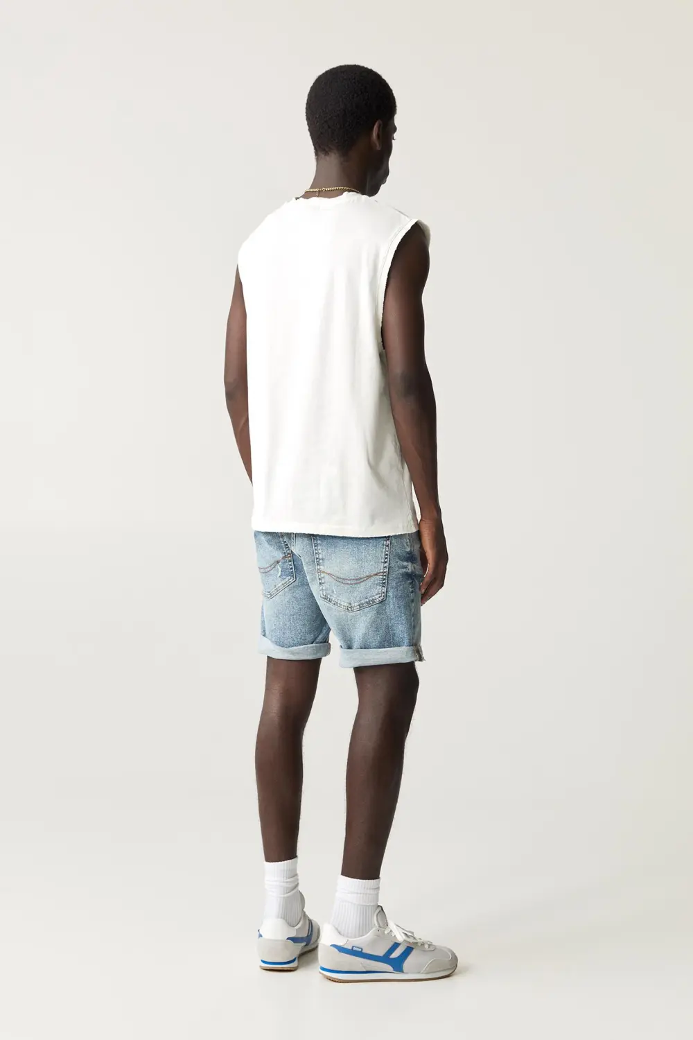 Ripped denim Bermuda shorts