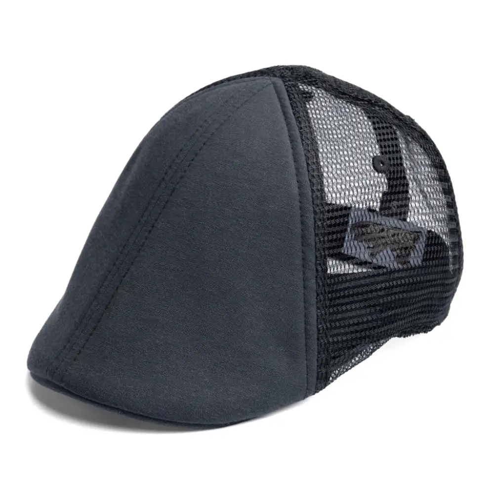 The Mesh Trucker Boston Scally Cap - Black with Black