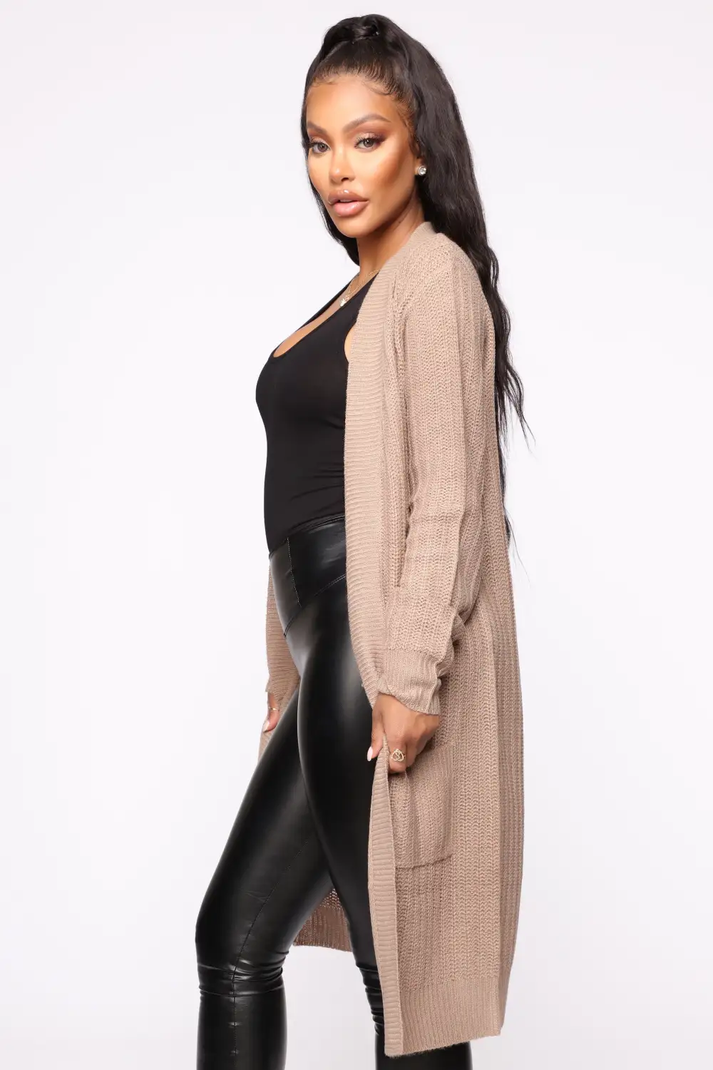 Throw It On Ribbed Cardigan - Khaki