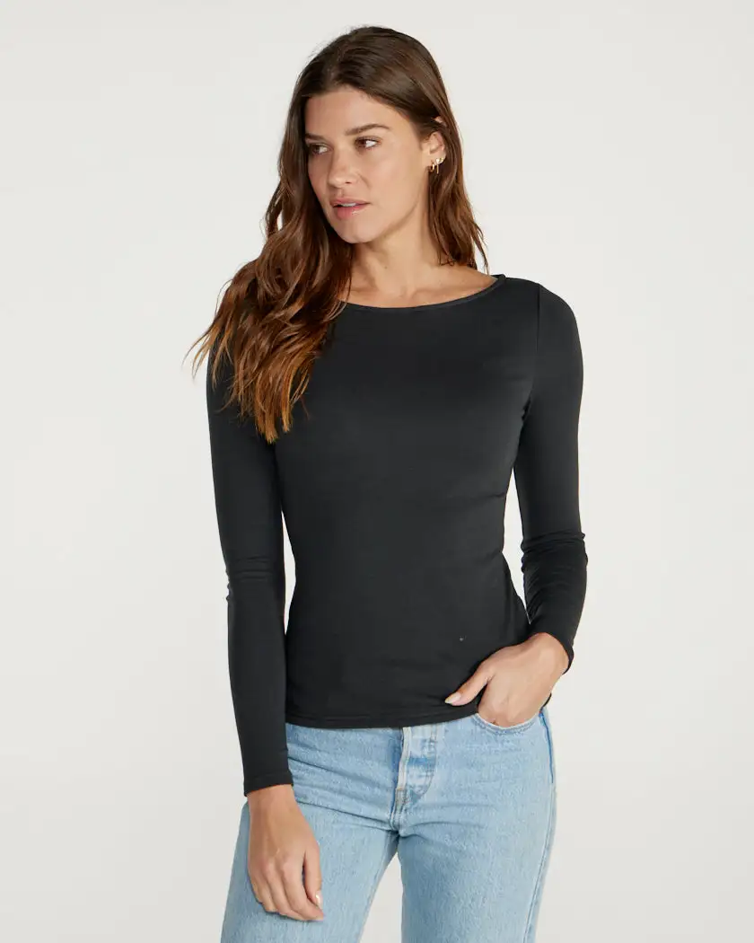 Drift Fitted Boat Neck Long Sleeve