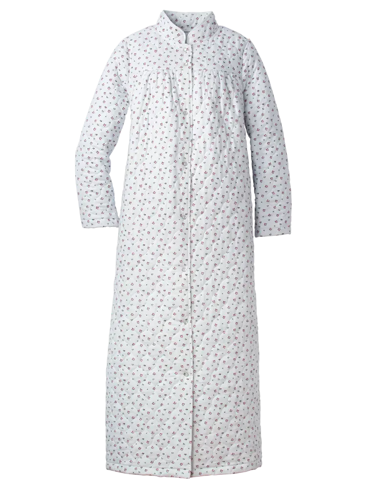 Women's Double-Quilted Long Cotton Flannel Robe