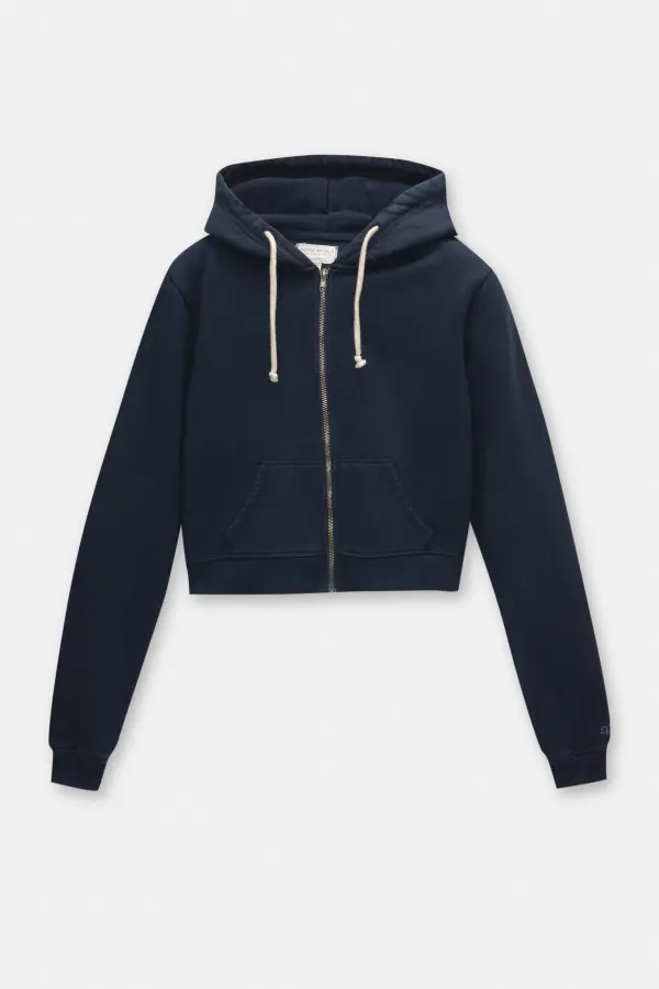 Sudadera cropped capucha cremallera