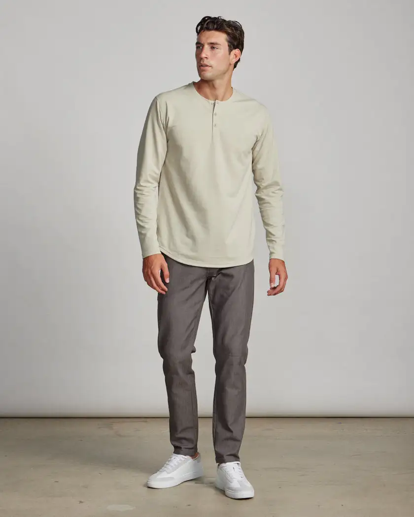 Henley Drop-Cut Long Sleeve: Lux