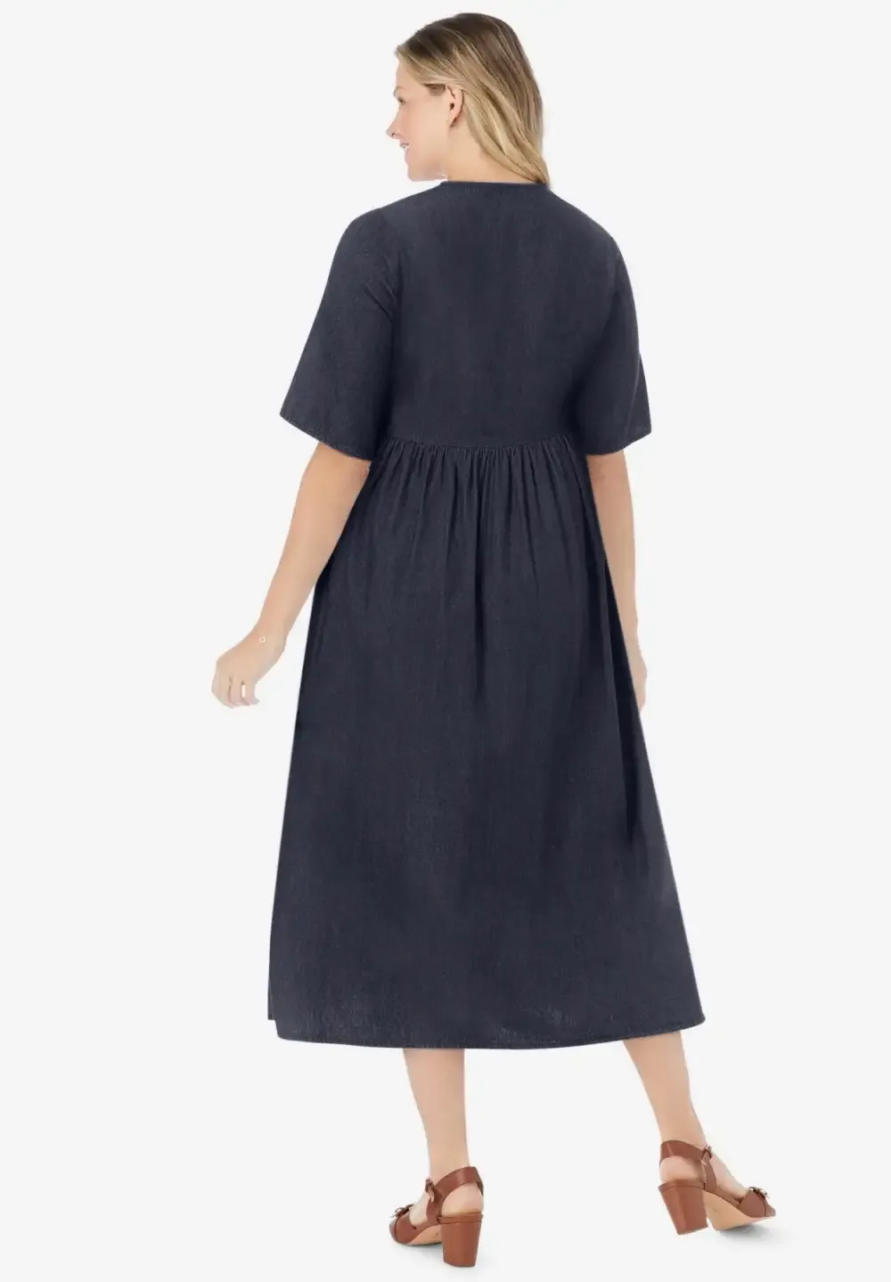 Short-Sleeve Denim Dress