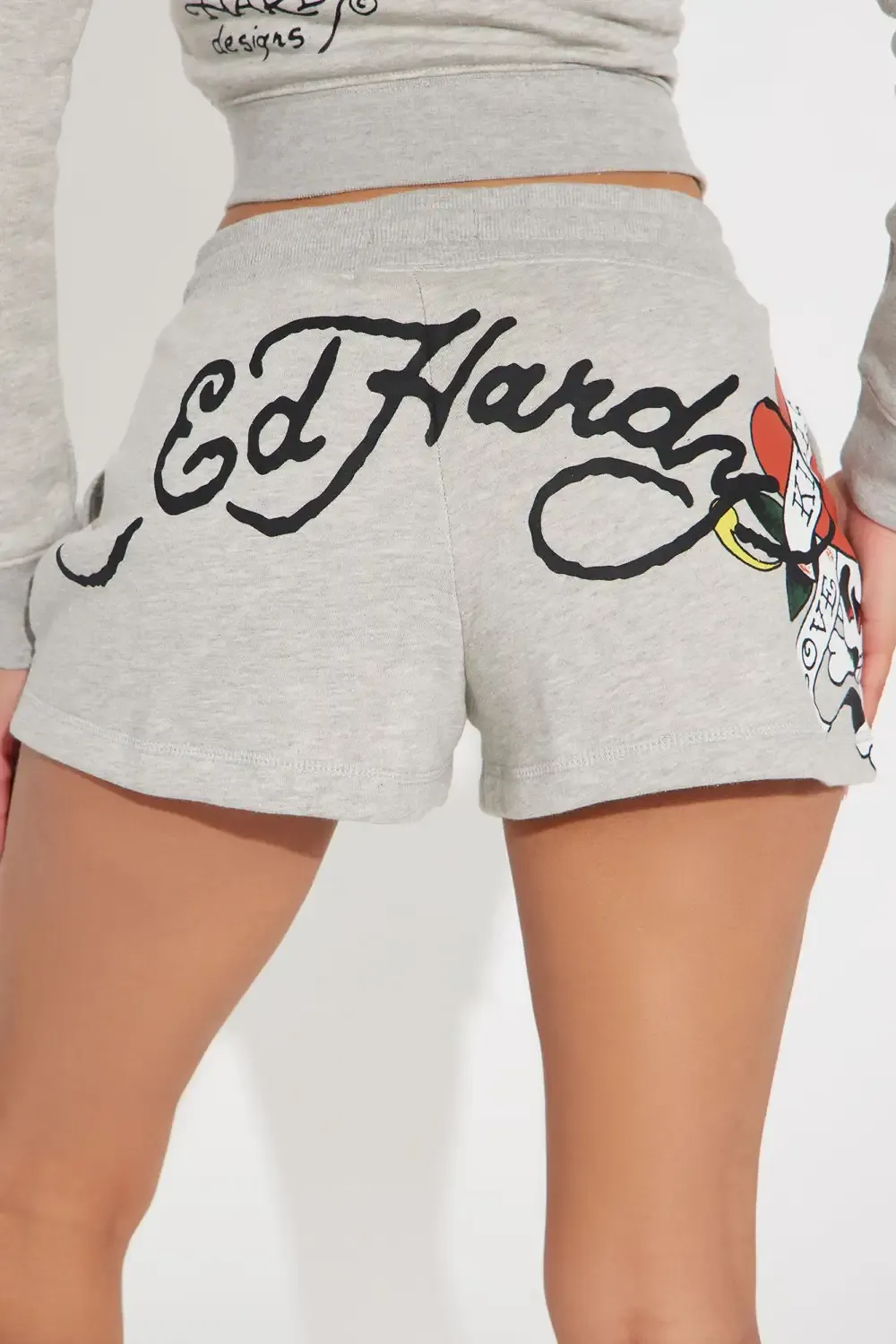 Ed Hardy Skull And Dagger Shorts - Heather Grey