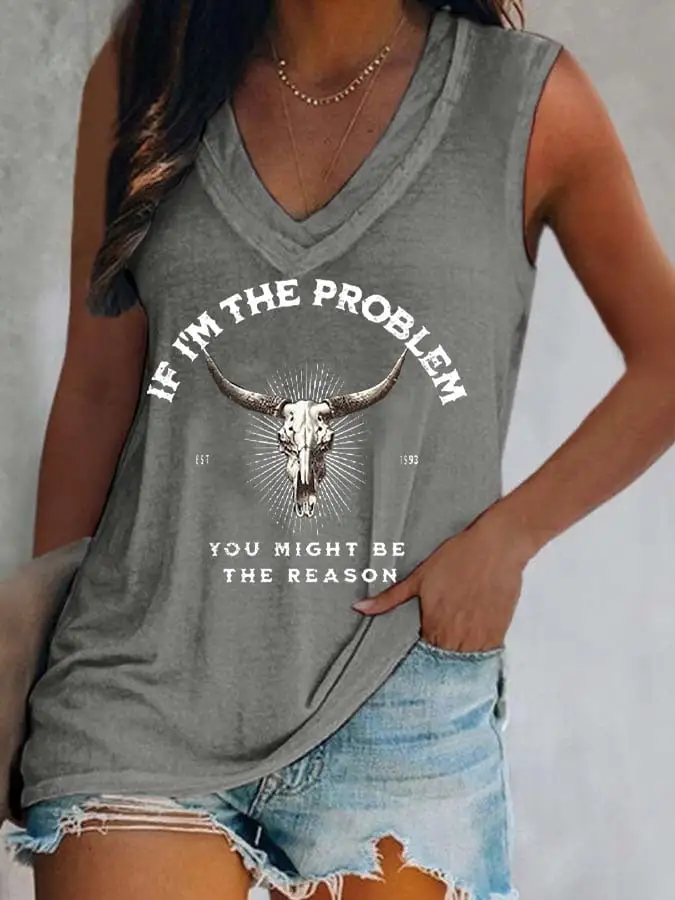 Women's I'M The Problem Western Country Music Print Casual Vest