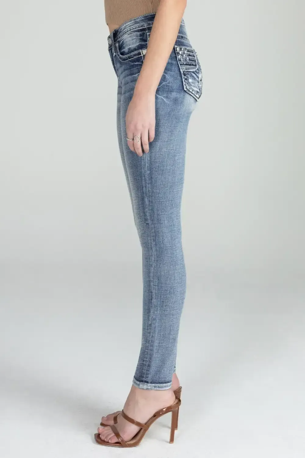 Distressed Americana Flag Skinny Jeans