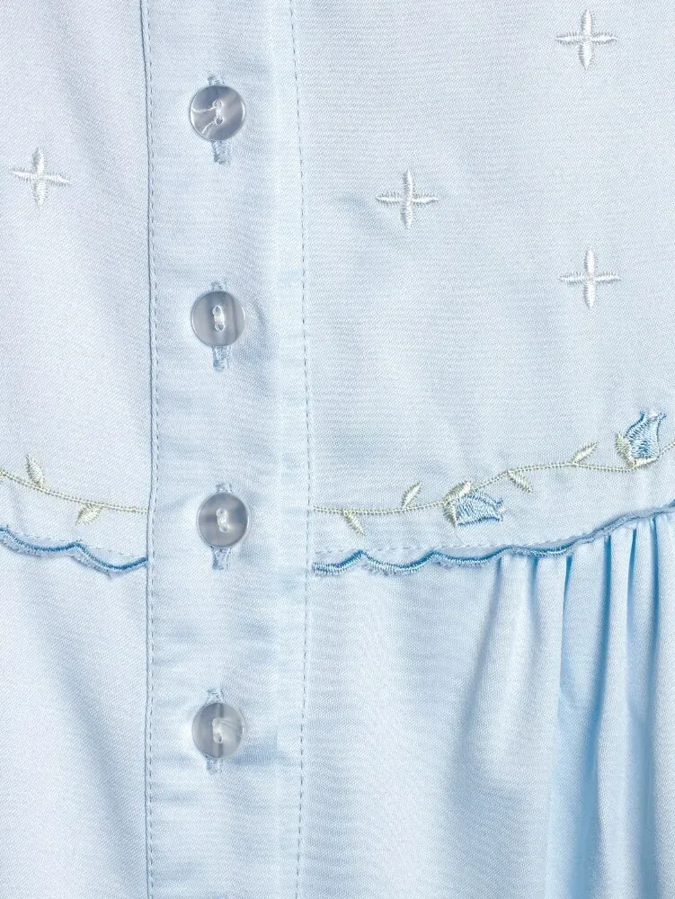 Brushed-Back-Satin Embroidered Nightgown
