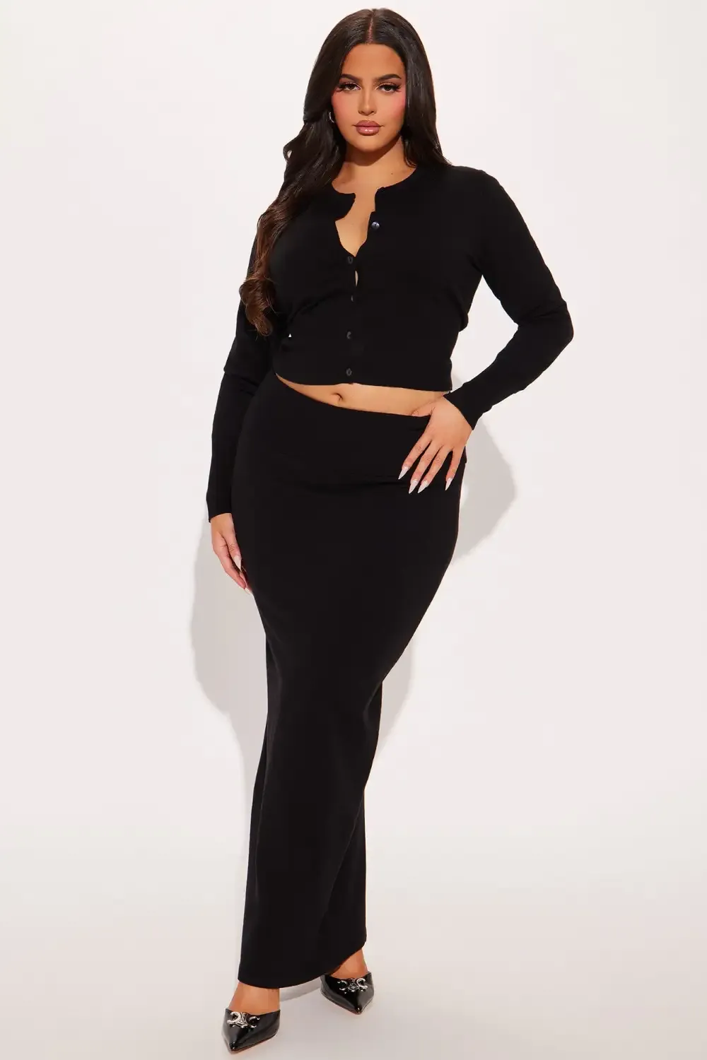 Rosanne Sweater Skirt Set - Black
