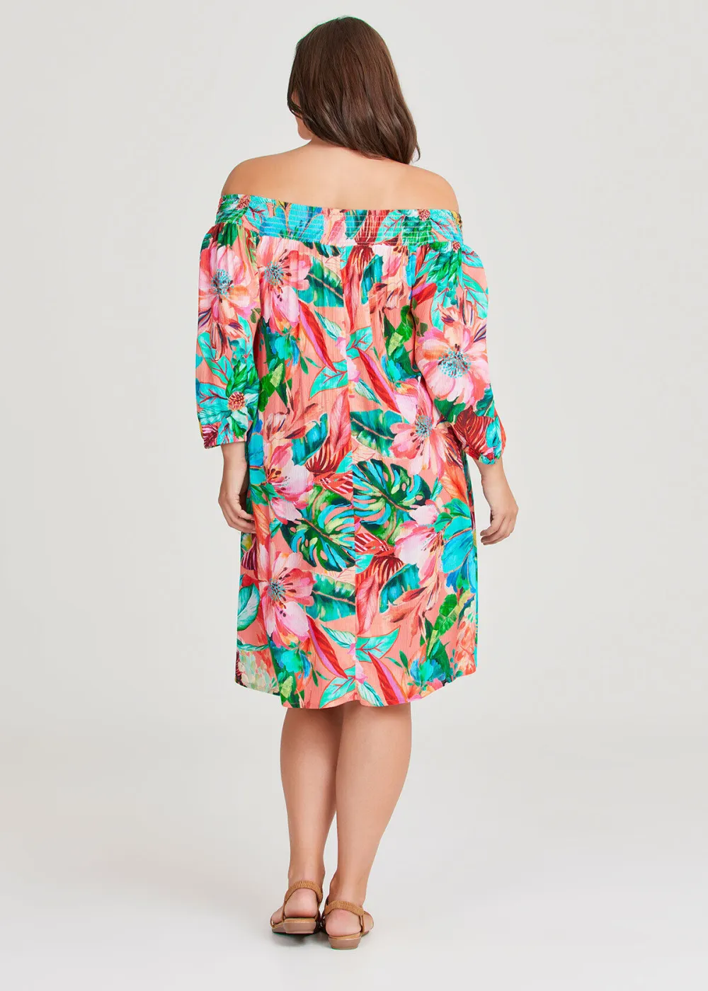 Natural Painted Tropical Dress