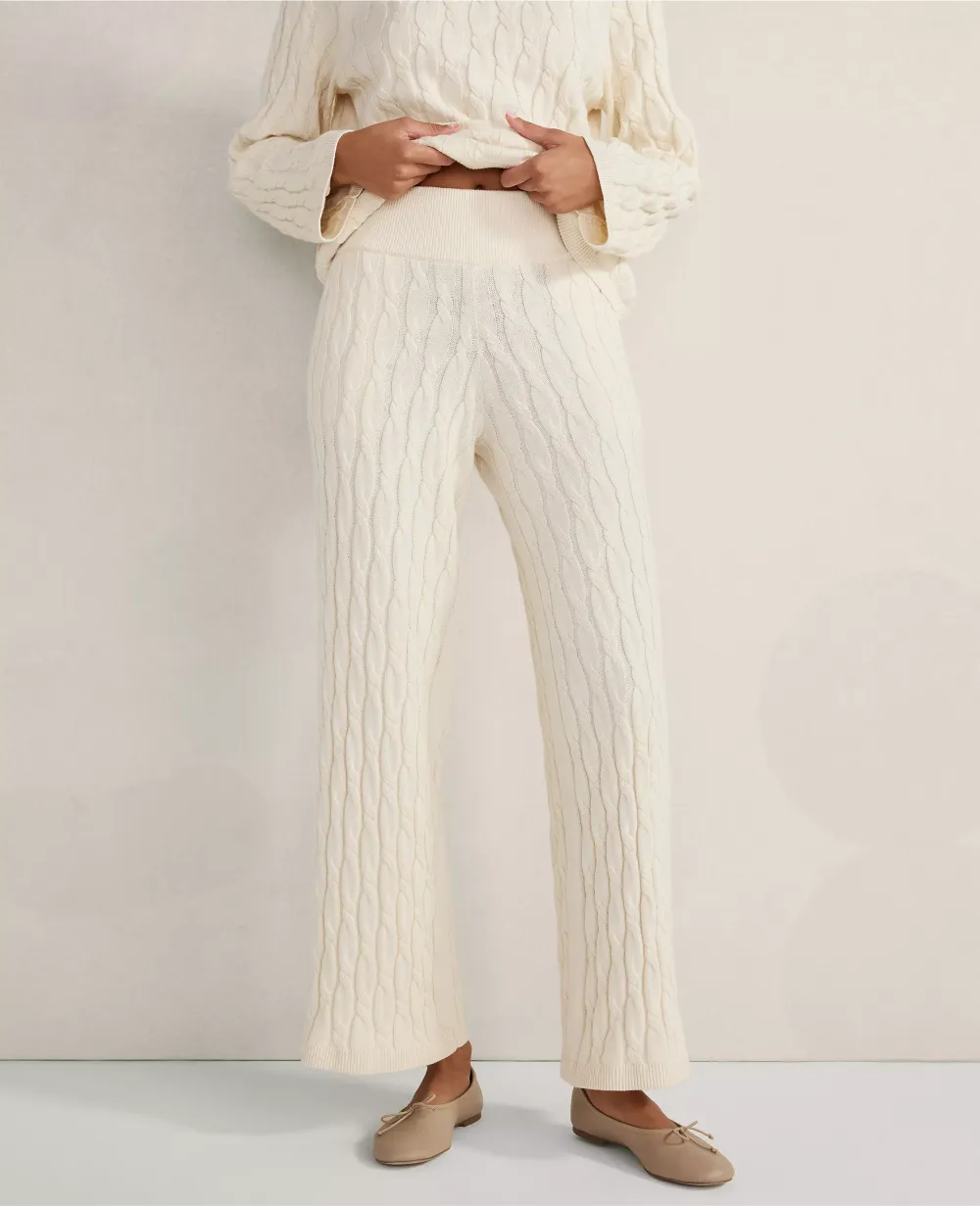 Haven Well Within Cotton Cashmere Cable Knit Wide Leg Pants
