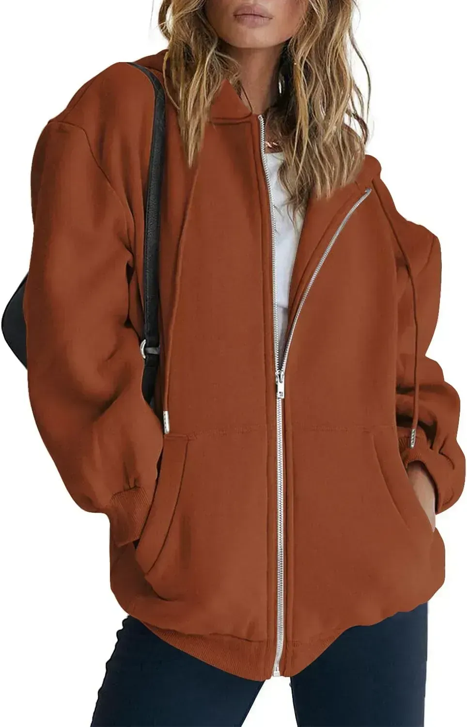 Women's Cute Hoodies Teen Girl Fall Jacket Oversized Sweatshirts Casual Drawstring Zip Up Y2K Hoodie with Pocket