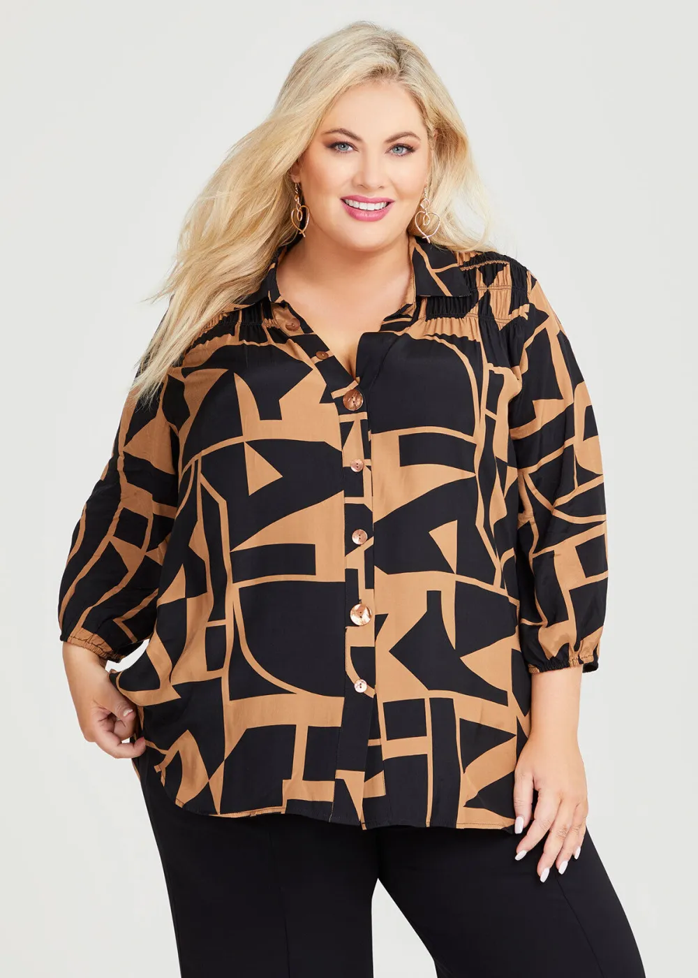Shirring Detail Natural Shirt