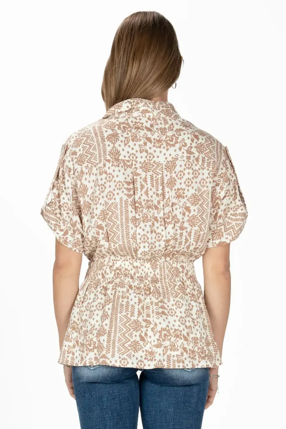 Aztec Print Twist Blouse