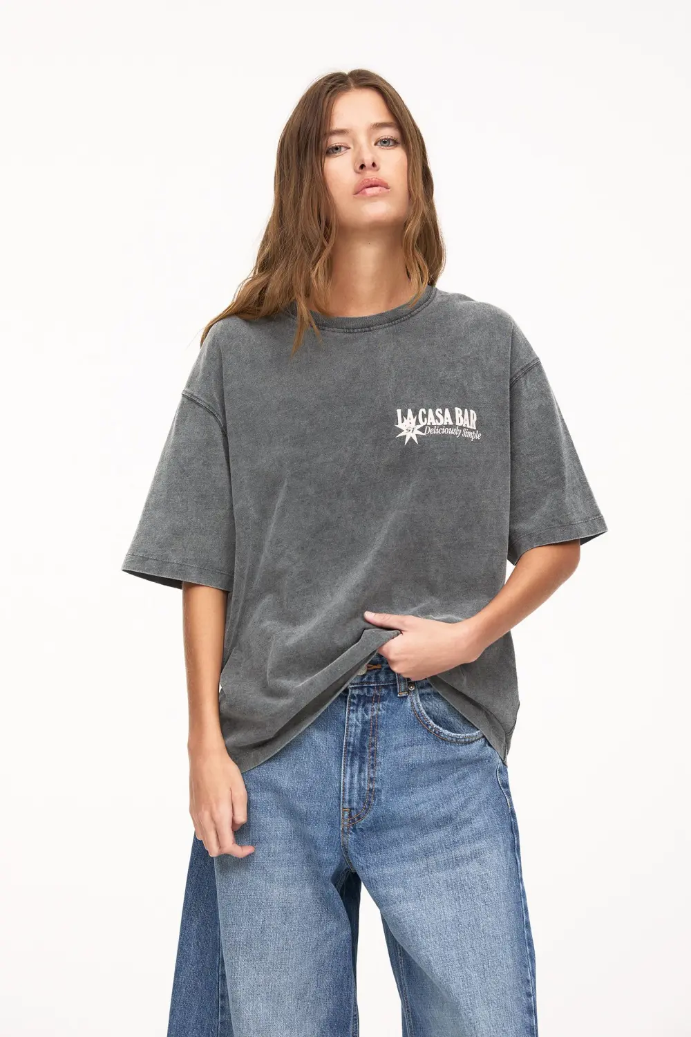 Camiseta gris gráfico servilletas