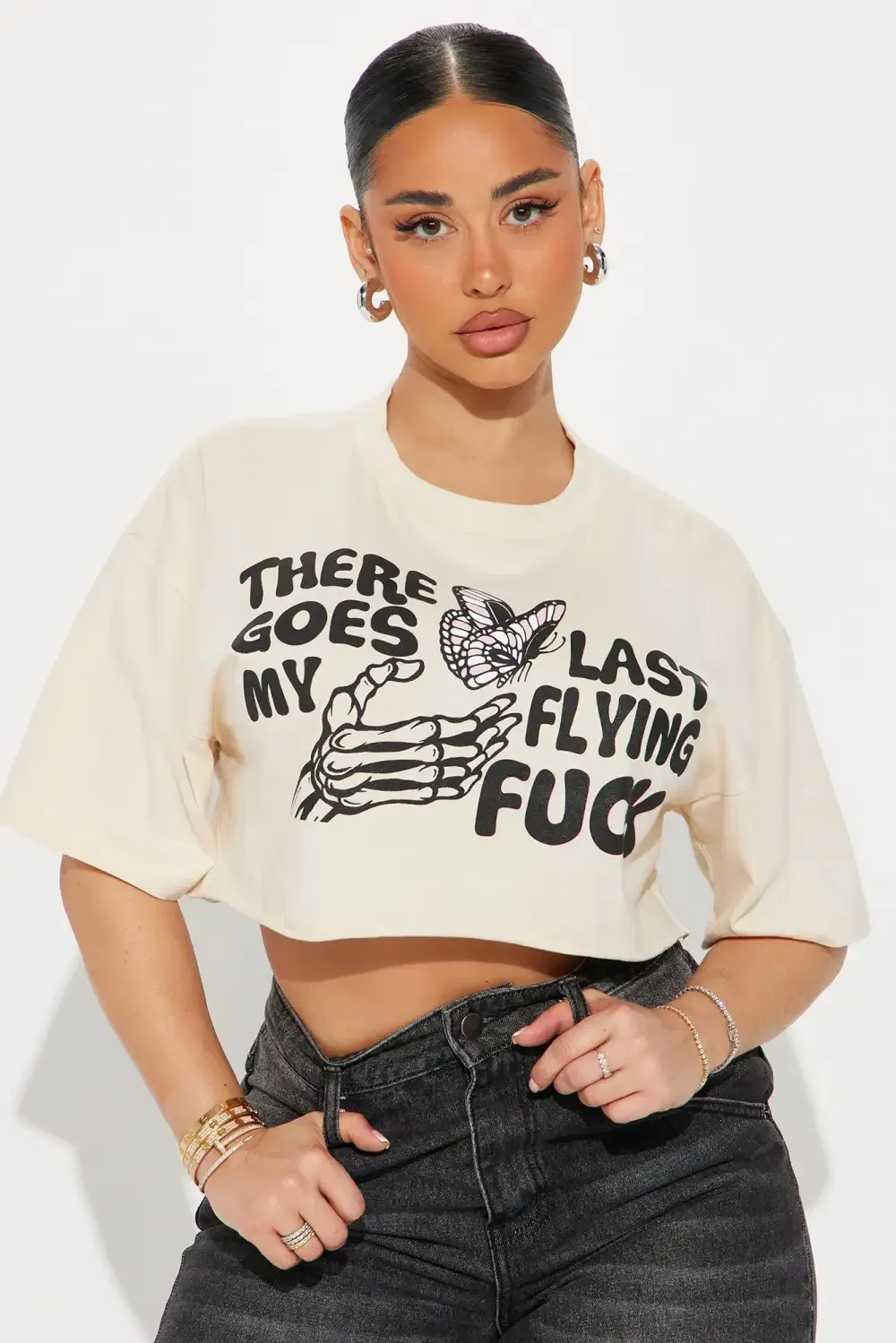 There Goes My Last Crop Tee - Cream