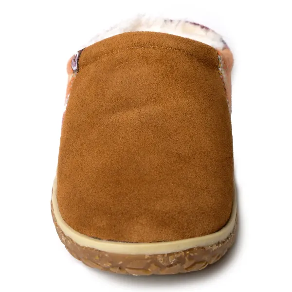 Minnetonka Women's Tahoe Pattern Knit and Suede Clog Slippers