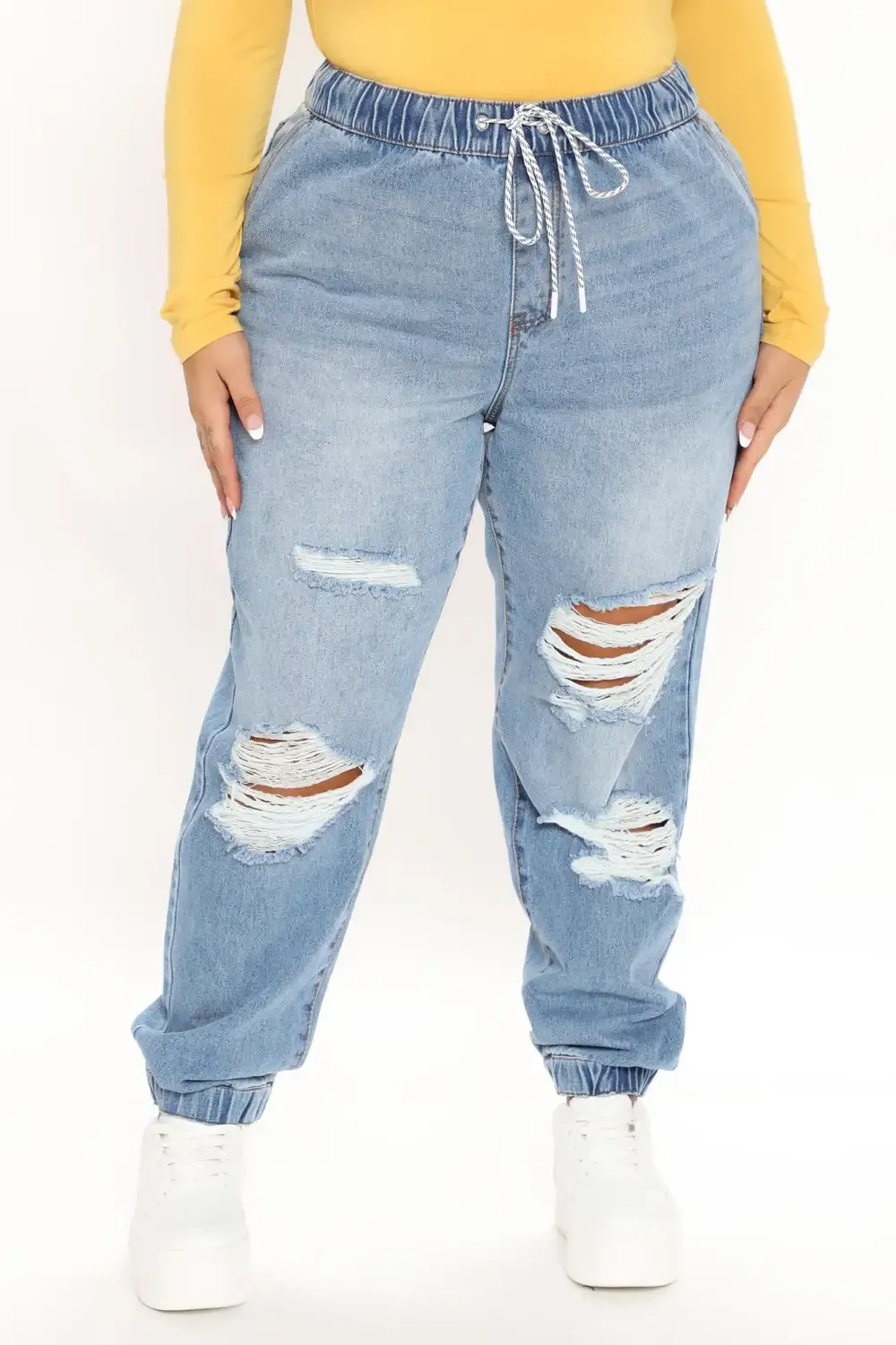 End Game Relaxed Denim Joggers - Medium Blue Wash
