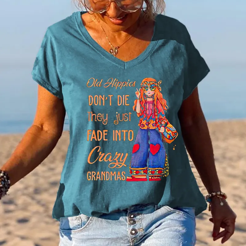 Old Hippies Don't Die Creative Printed Graphic Tees