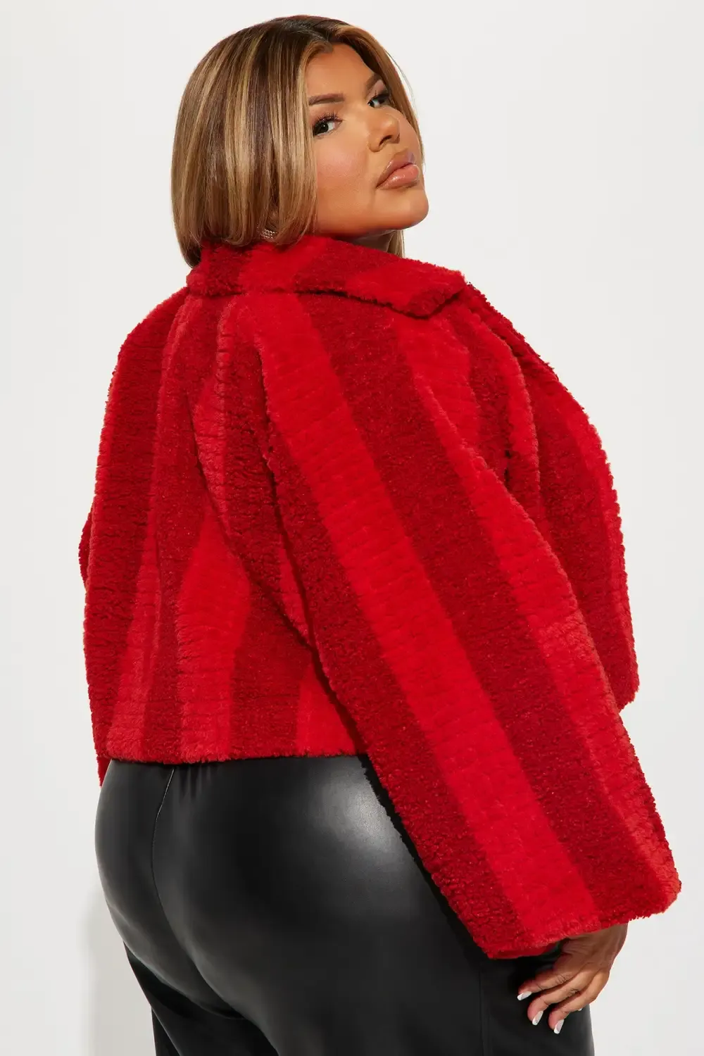 Hot Babe Faux Fur Jacket - Red/combo