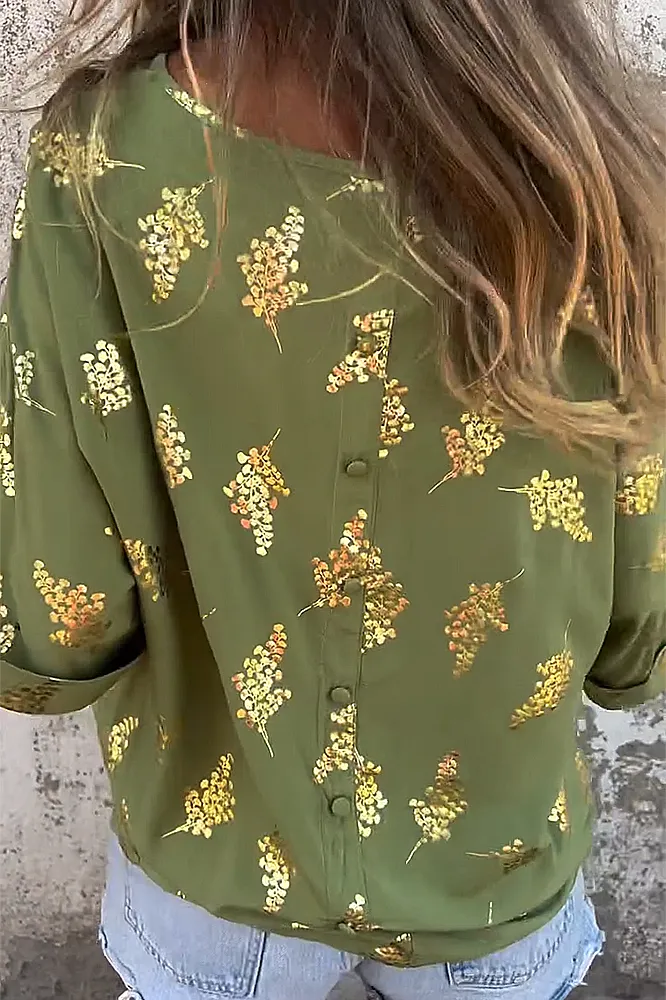 Women's Hot Stamped Plant Pattern T-shirt