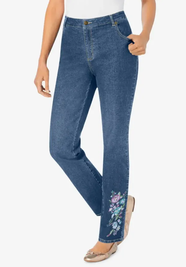 Straight-Leg Stretch Denim Jean