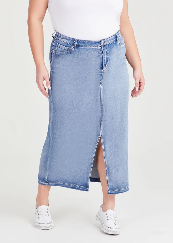 Cotton Blend Denim Skirt