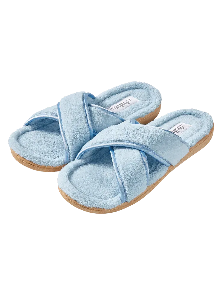 Women's Cross-Strap Terry Slide Slippers