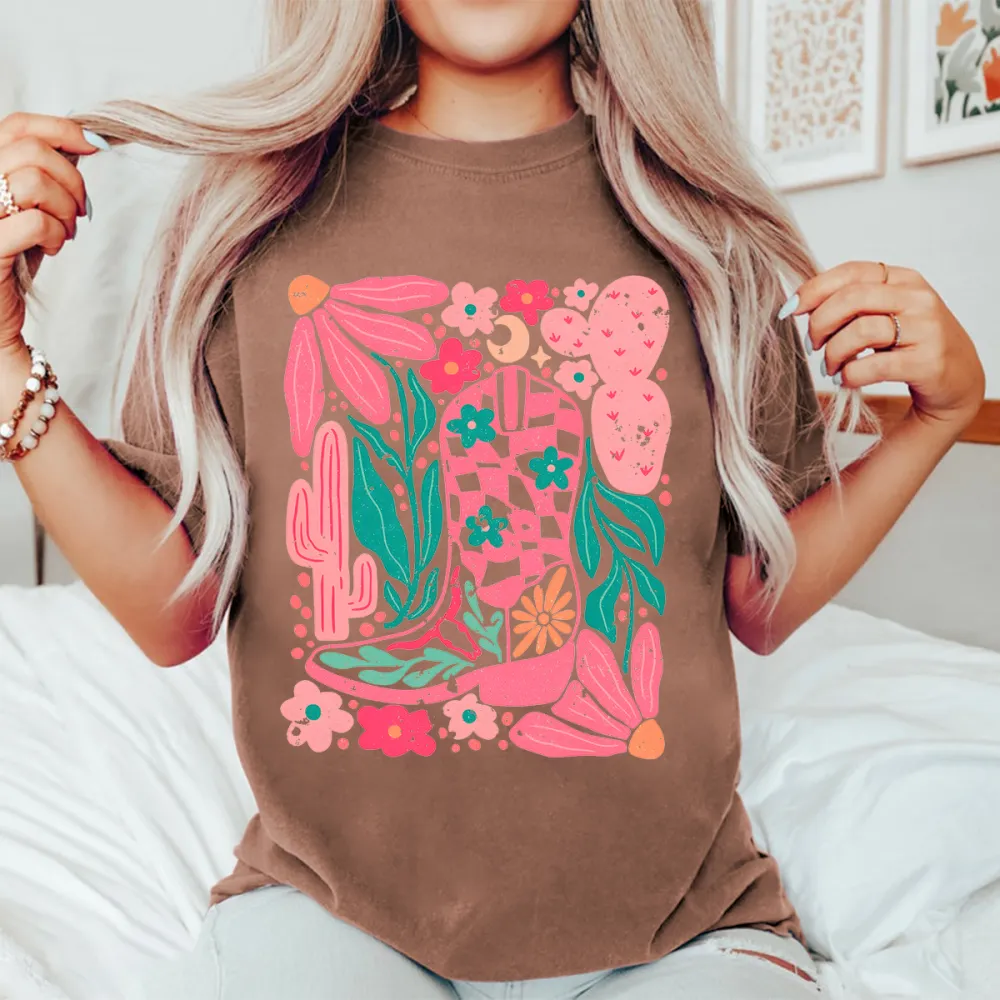 Women's Tropical Plant Print Short-Sleeved Top
