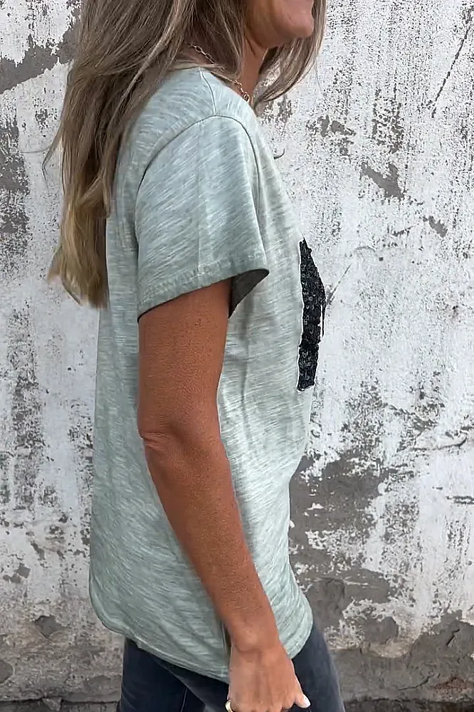 Women's sequin pattern casual T-shirt