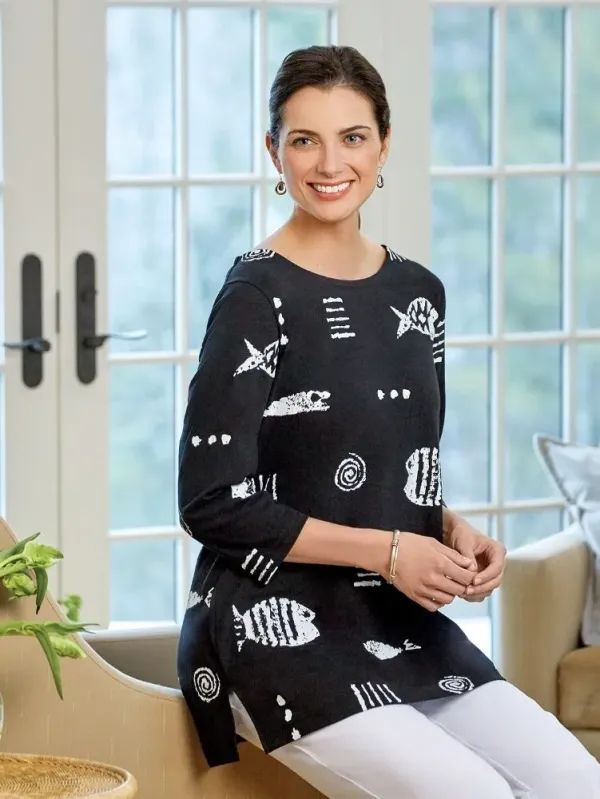 M.MAC Rock Fish Cotton Knit Scoop-Neck Tunic